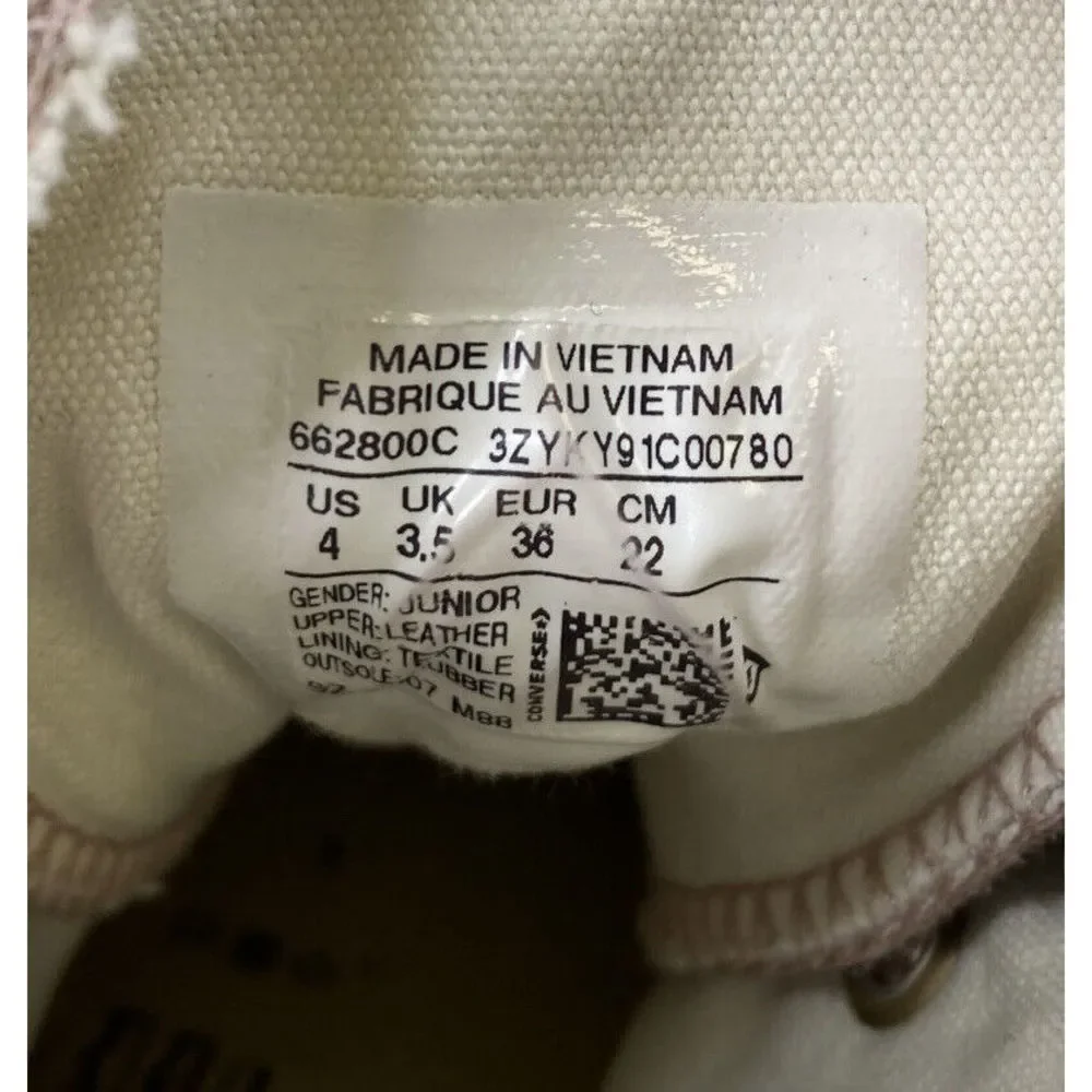 Converse All Star Girls Pink/Beige Metallic Lace Up High Top Sneakers - 4 - Picture 7 of 8